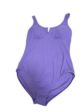 Anne Cole Women's 1 Piece Ribbed Purple Bathing Suit XL NWOT